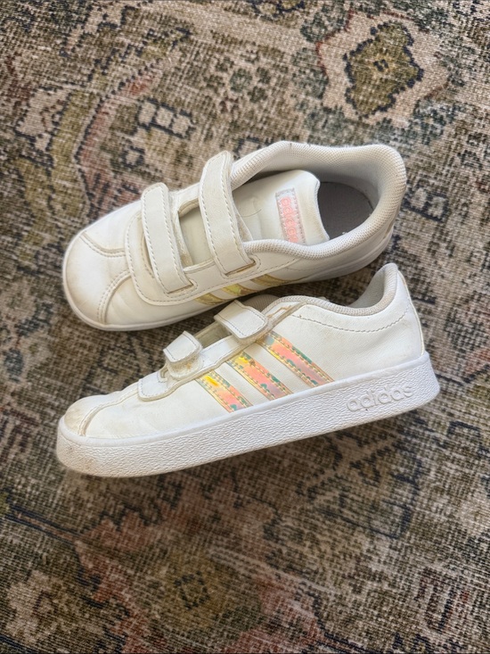 adidas Other - adidas Kids White Sneakers with Iridescent Stripes